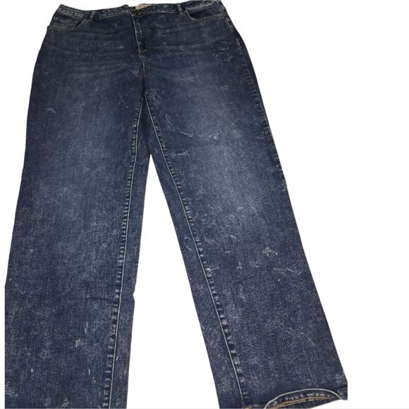 Logo Straight Leg High Rise Stretch Women's Blue Jeans Plus Size 20W - Picture 3 of 10